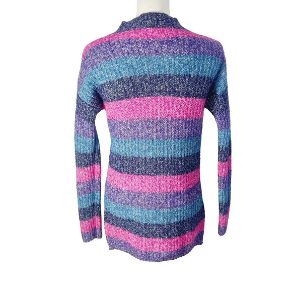 GAP Wool Blend Pink Purple and Blue Striped Sweater Mock Neck Women's Size XS - Picture 4 of 7